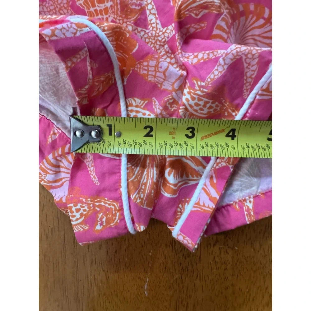 J.Crew Women Pink Orange Shell Starfish Cotton Pajama Set Short Sleeve Sz Medium